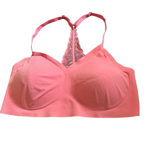 True Body Triangle Lace Racerback Bra Pink Sz XL Light Padded No Wire New - Picture 2 of 9
